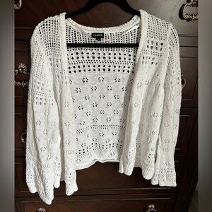 Torrid 2 White Open Weave Boho Sweater Cardigan